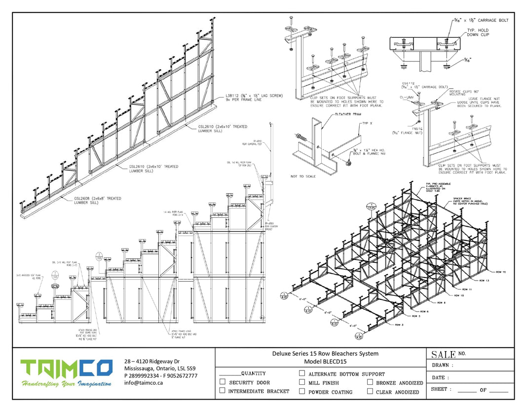 Deluxe Series 15 Row Bleachers System Chain Link & Picket Guardrail - Model BLECD15