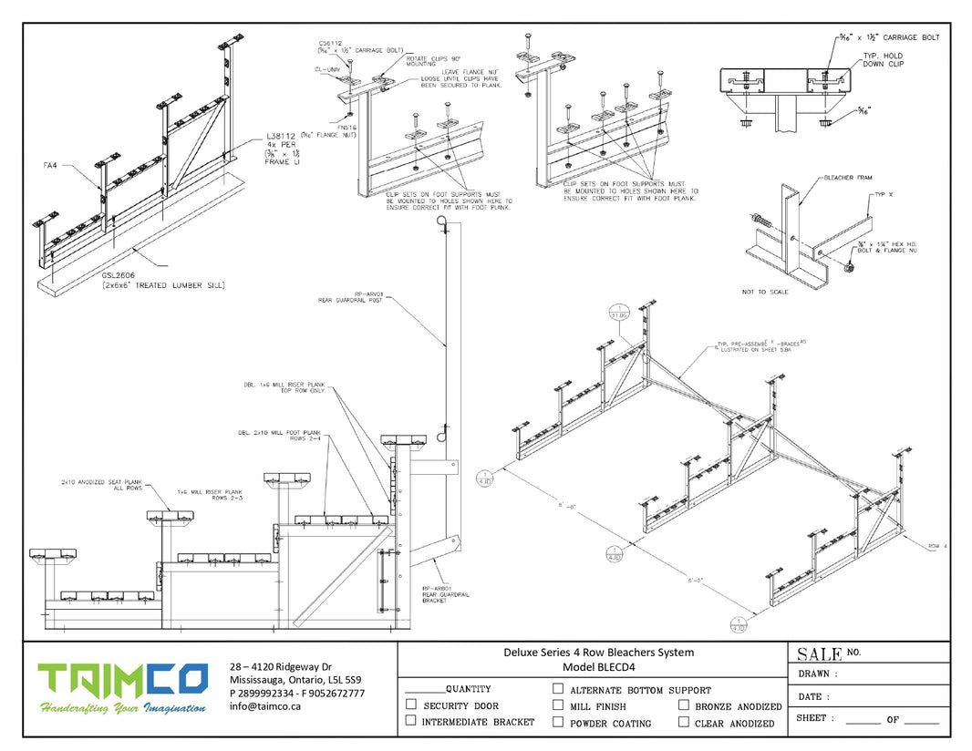 Deluxe Series 4 Row Bleachers System - Model BLECD4