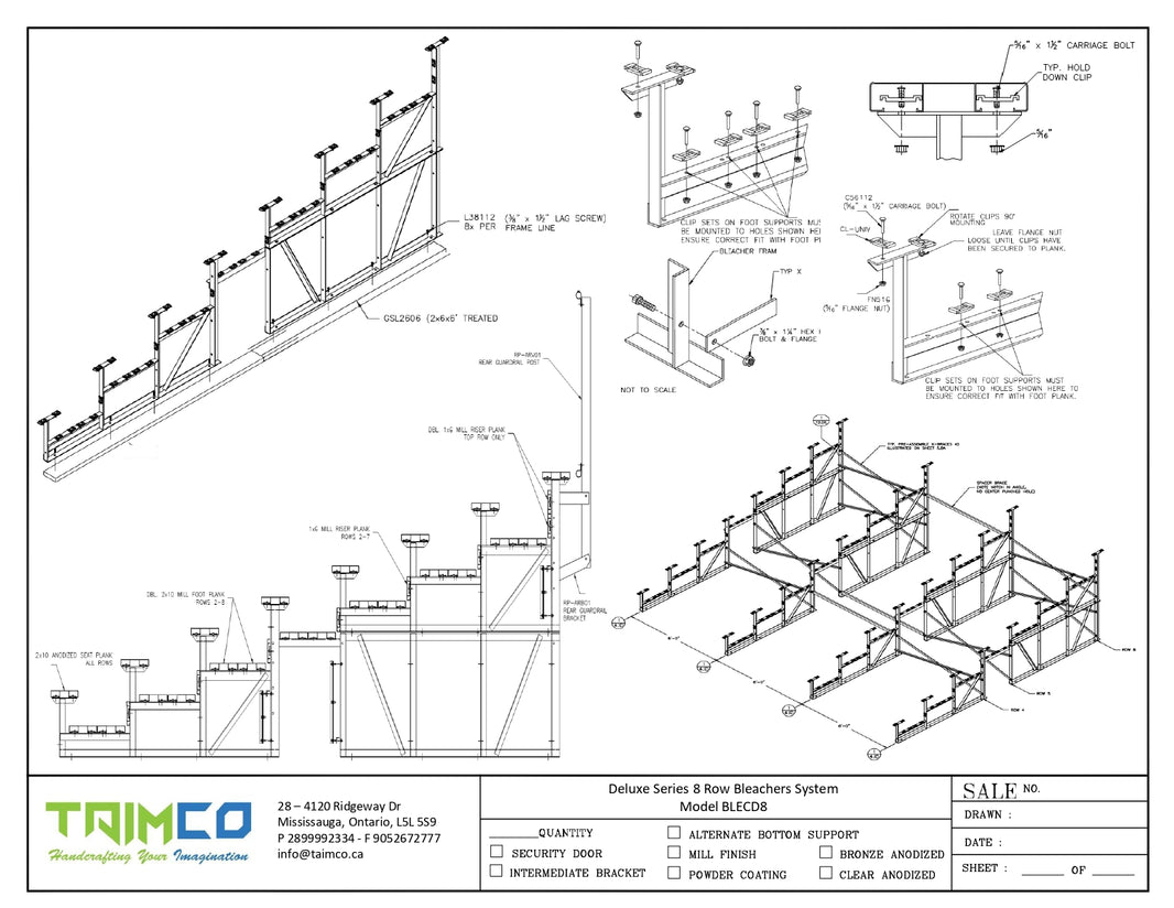 Deluxe Series 8 Row Bleachers System - Model BLECD8