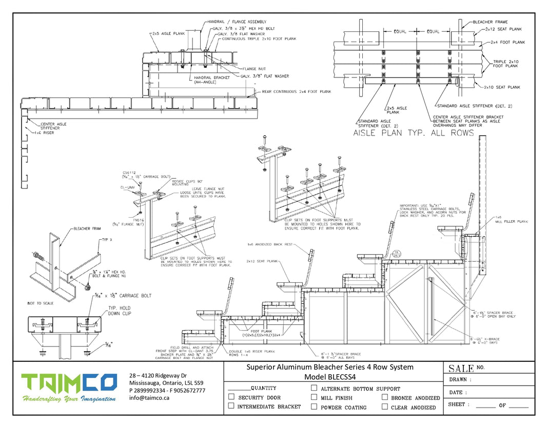 Superior Aluminum Bleacher Series 4 Row System - Model BLECSS4