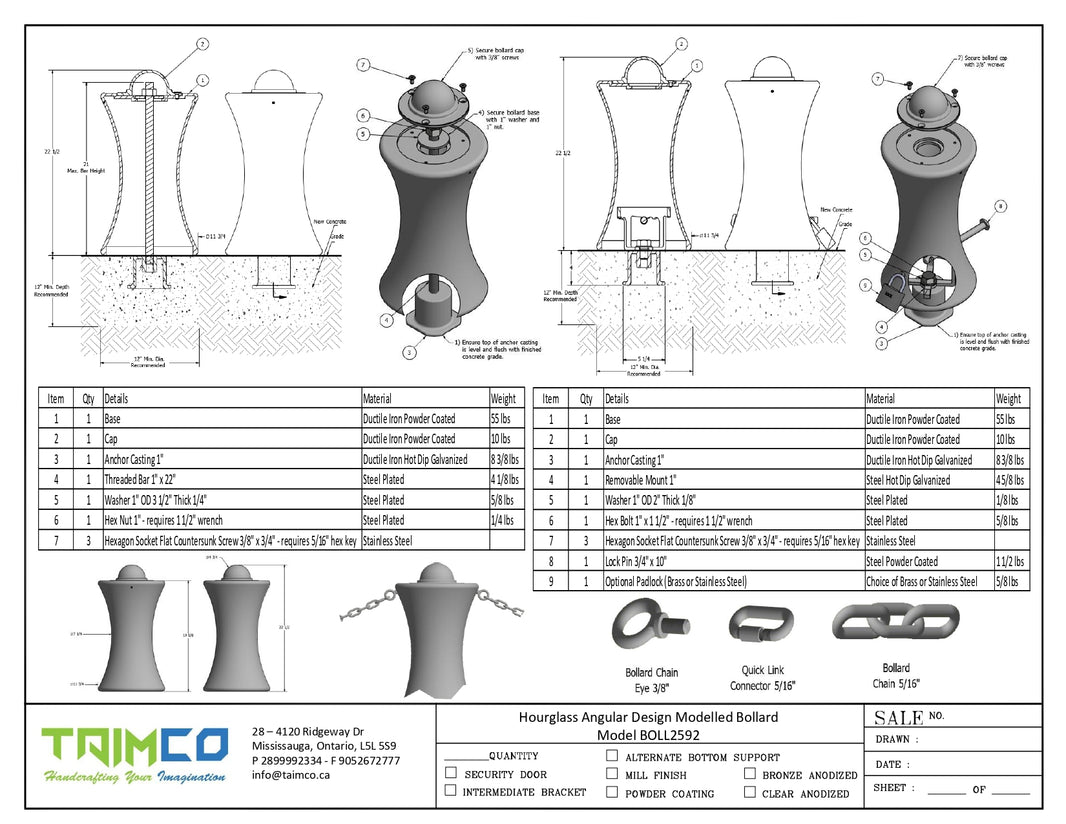 Hourglass Angular Design Modelled Bollard Model BOLL2592