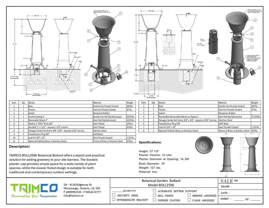 Roadside Large Bollard - Powder Coted - Model BOLL2596