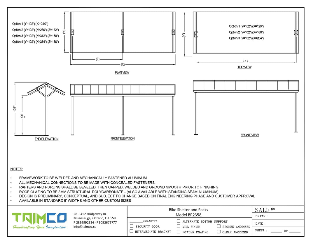 Bike Shelter and Racks  Model BR2358