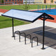Bicycle shelter with solar panels on a school playground