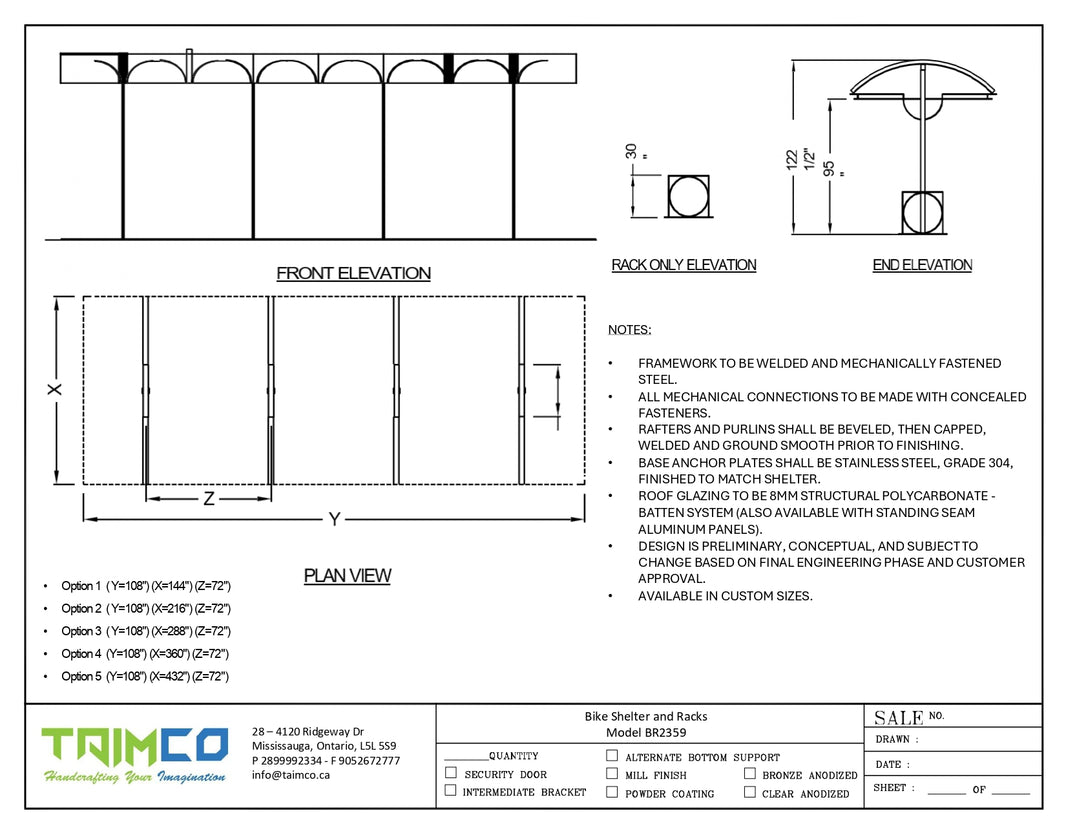 Bike Shelter and Racks  Model BR2359