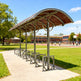 Bicycle rack with a shelter on a school campus