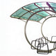 Modern outdoor canopy with curved glass roof and metal frame on a white background