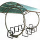Carport with glass roof and metal support structure on a white background