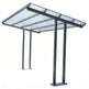 Metal carport structure on a white background