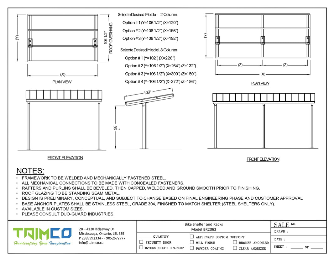 Bike Shelter and Racks  Model BR2362