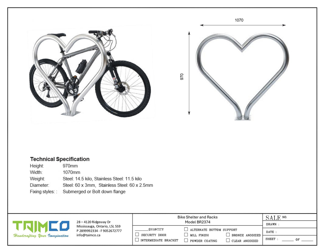 Big Love Shape Design  2 Bike Rack Model # BR2374