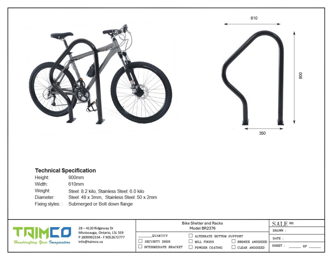 Sloped Rail Design  2 Bike Rack Model # BR2376