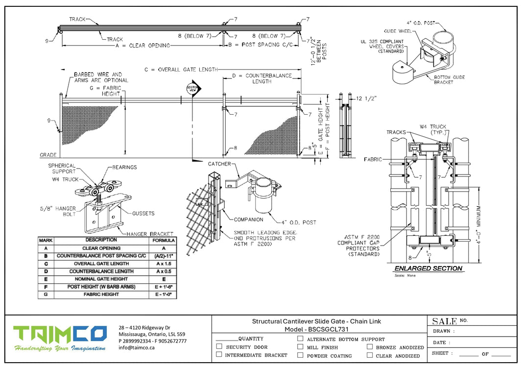 Structural Cantilever Slide Gate - Chain Link - Model BSCSGCL731