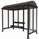 Bus shelter with a brown roof and transparent sides on a white background