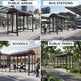 Collage of bus shelters in public areas, bus stations, schools, and public parks.