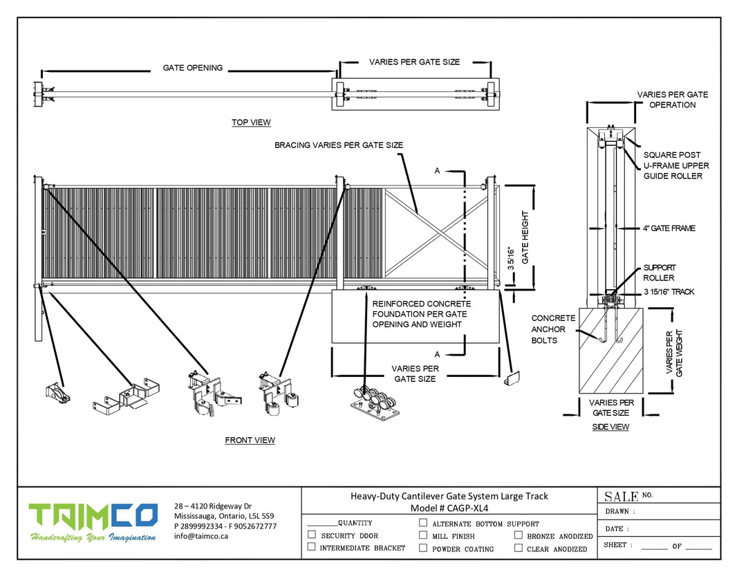 Heavy-Duty Cantilever Gate System Large Track  Model # CAGP-XL4