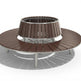 Circular tree‑surround bench with raised tapered inner cone

Wood‑slat ring bench with steel frame

Outdoor circular bench designed around a tree

Radial wood‑slat bench with elevated center

Modern circular bench with tapered inner structure

Steel frame tree‑surround seating bench

Circular park bench with open center

Hardwood slat bench with raised cone design

Public seating bench with circular wood slats

TAIMCO circular tree‑surround bench