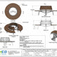 Technical specification sheet and dimension diagram for a circular tree-surround bench by Taimco, showing multiple labeled views including plan view, side elevation view, isometric outway view, section A-A, and detail views with measurements.
