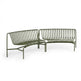 An olive green metal outdoor corner sofa with a slatted wire design, shown on a clean white background.