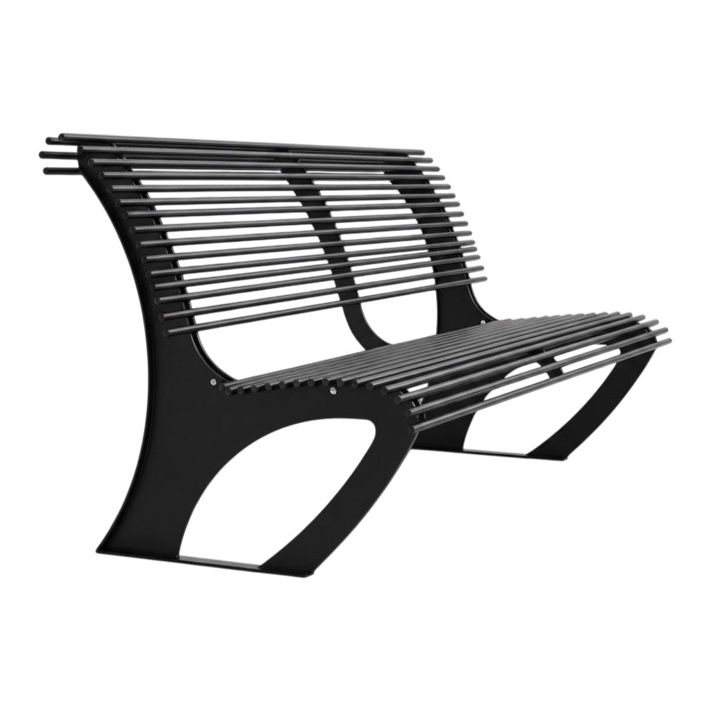 Modern Steel Outdoor Bench with Curved Side Panels | Model COLL1706