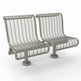 A pair of modern metal waiting-area chairs with wire mesh seats and backs on a light gray background.