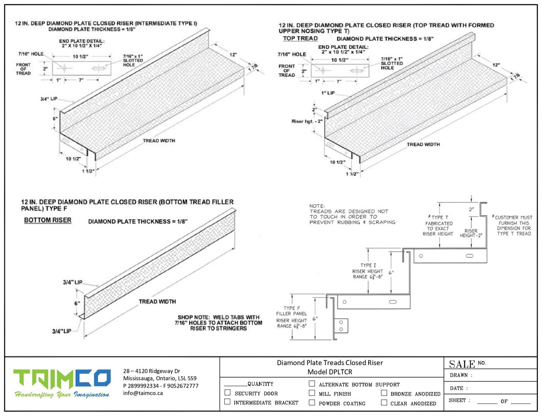 Diamond Plate Treads - Closed Riser Model DPLTCR