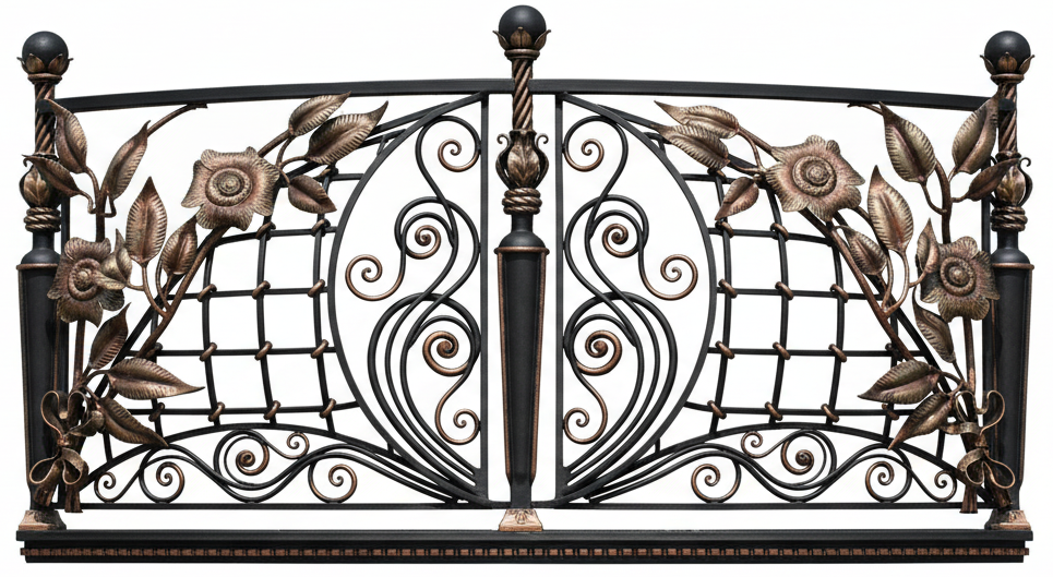 French Wrought Iron Balcony Railing Design - Railing Balcony Panels - Decorative Modern and Heritage Style Rail - Made in Canada - Model # DRP972