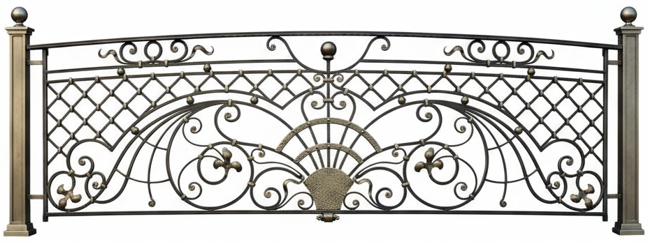 French Wrought Iron Balcony Railing Design - Railing Balcony Panels - Decorative Modern and Heritage Style Rail - Made in Canada - Model # DRP973