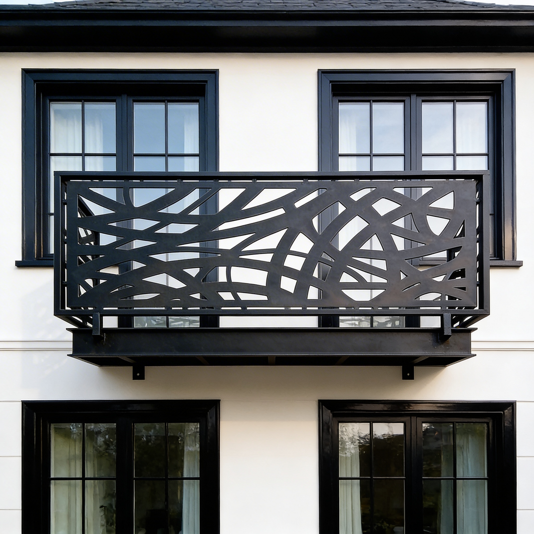 Plasma Cut Mild Steel Apartments Balcony Panels | Railing decorative Balcony Panels | Plasma Modern Design Panels | Made In Canada | Model # DRP979