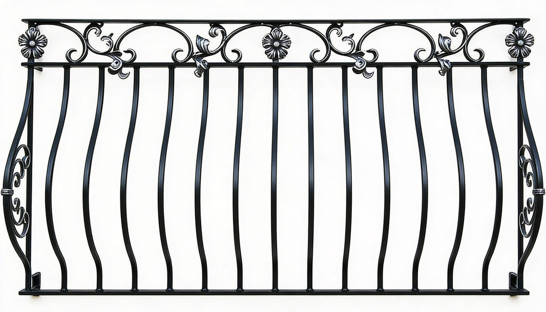 Oval Wrought Iron Balcony Railing Design - Railing Balcony Panels - Simple Style Rail - Made in Canada - Model # DRP981