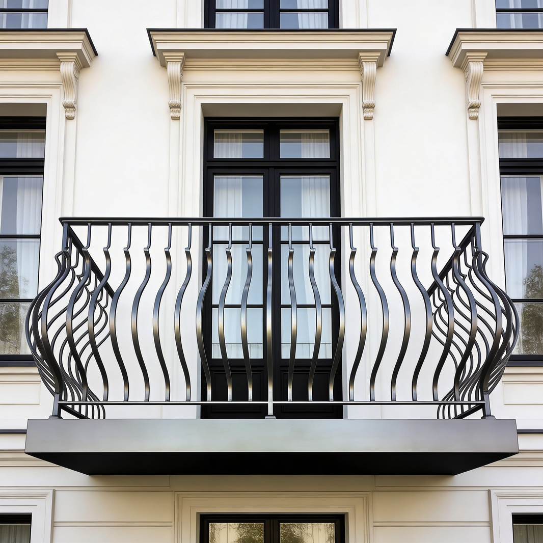 Oval Wrought Iron Balcony Railing Design - Railing Balcony Panels - Simple Style Rail - Made in Canada - Model # DRP983