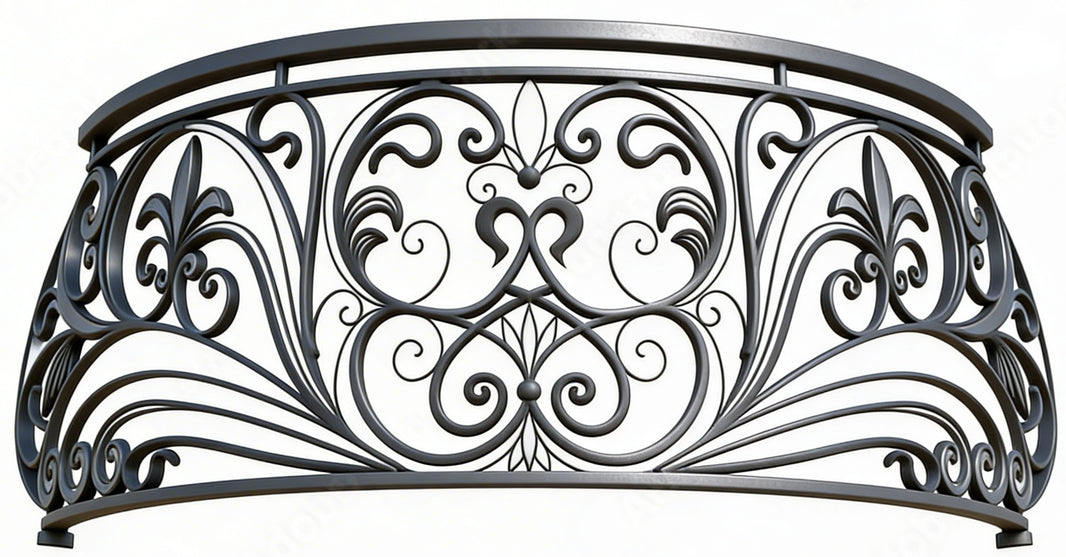 Oval Wrought Iron Balcony Railing Design - Railing Balcony Panels - Simple Style Rail - Made in Canada - Model # DRP984