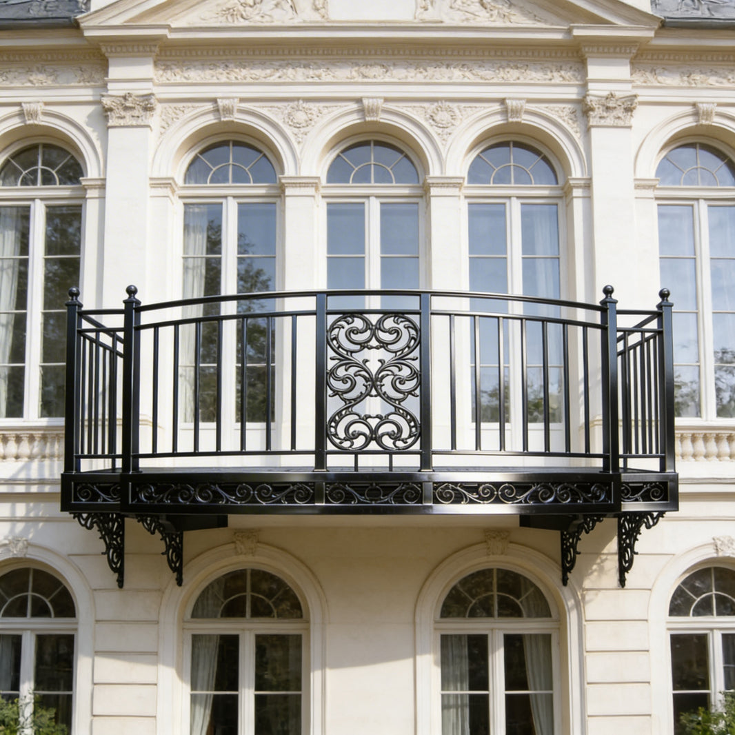 Ross Wrought Iron Balcony Railing Design - Railing Balcony Panels - Simple Style Rail - Made in Canada - Model # DRP985