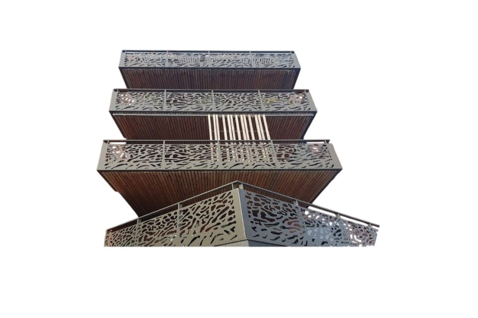 Plasma Cut Mild Steel Apartments Balcony Panels | Railing decorative Balcony Panels | Plasma Modern Design Panels | Made In Canada | Model # DRP989