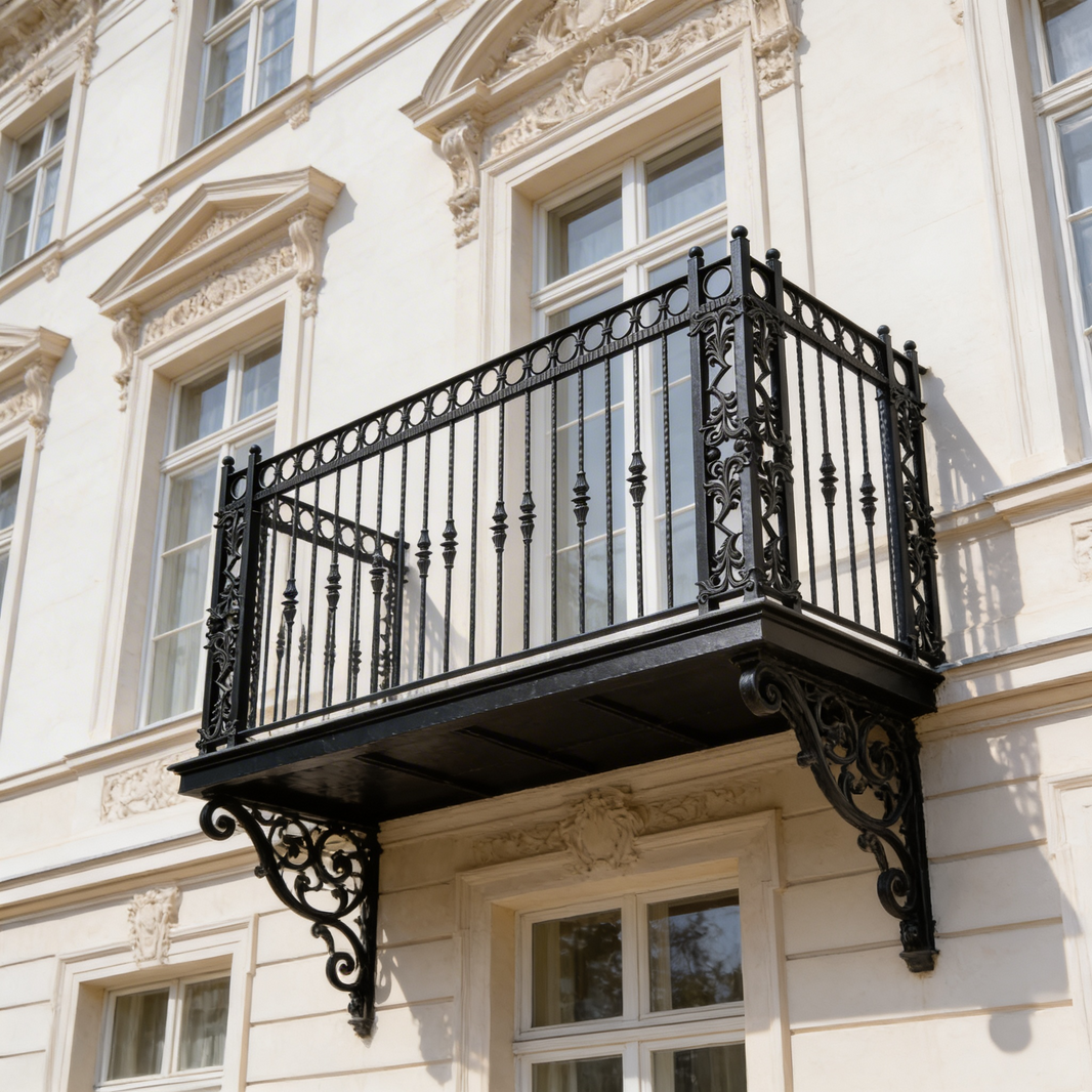Athena Wrought Iron Balcony Railing Design - Railing Balcony Panels - Traditional Style Rail - Made in Canada - Model # DRP992