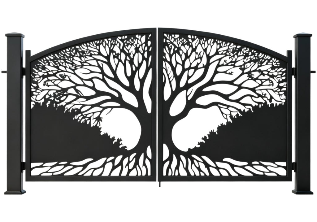 Sylvan Embrace — Wrought Iron Gate with Intertwining Tree Canopy Model