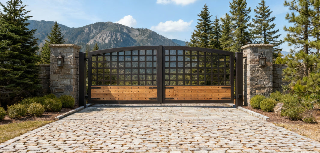 Gridline Elite modern Unique Square Box Design Driveway Gate  – Model # DWG057