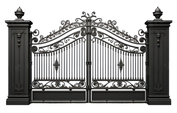 Imperial Grace – Ornamental Wrought Iron Estate Gate | Grand Scrollwork & Floral Detailing | Made in Canada – Model # DWG072