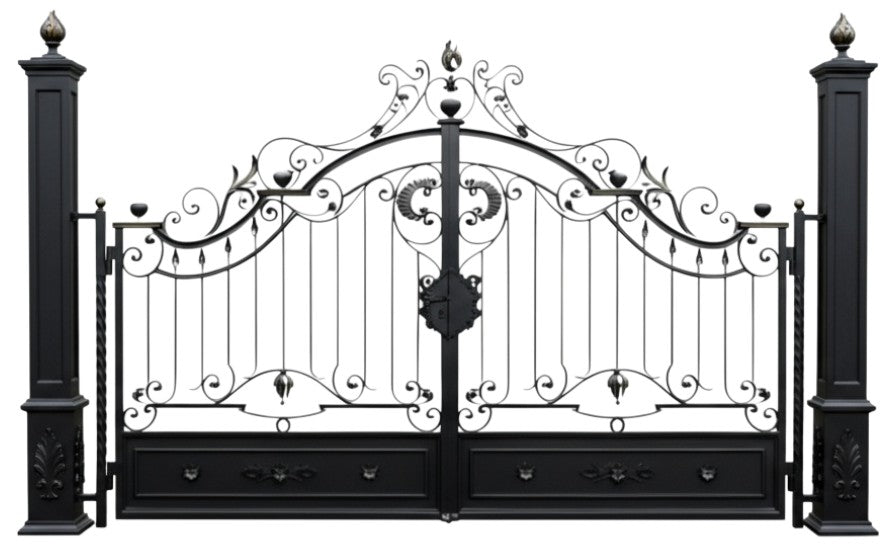 Imperial Fleurgate – Wrought Iron Gate with Spear Finials & Scroll Arch Crown Model # DWG082