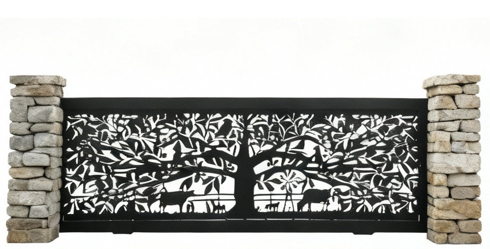 Outback Harmony – Plasma-Cut Steel Farm Scene Gates Made in Canada – Model # DWG092