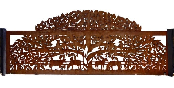 Woodland Harmony Gate Plasma-Cut Steel Driveway Gate | Nature-Inspired Design | Made in Canada Model # DWG095