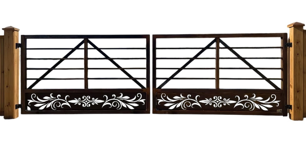 Palm Vista Bloom – Decorative Steel Driveway Gate Model # DWG097