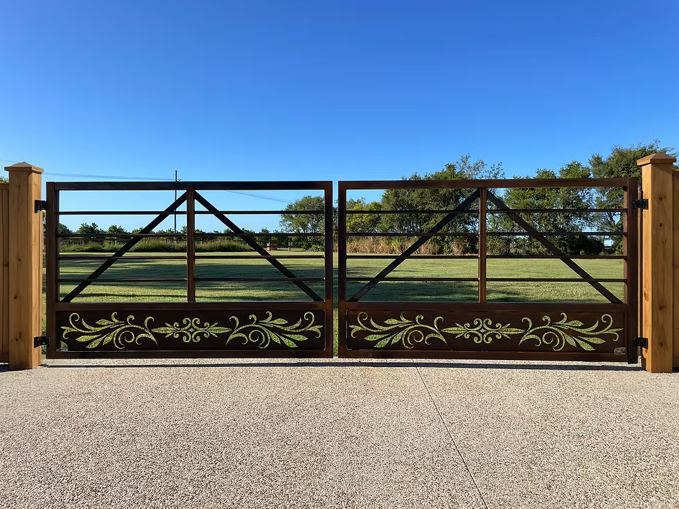 Palm Vista Bloom – Decorative Steel Driveway Gate Model # DWG097