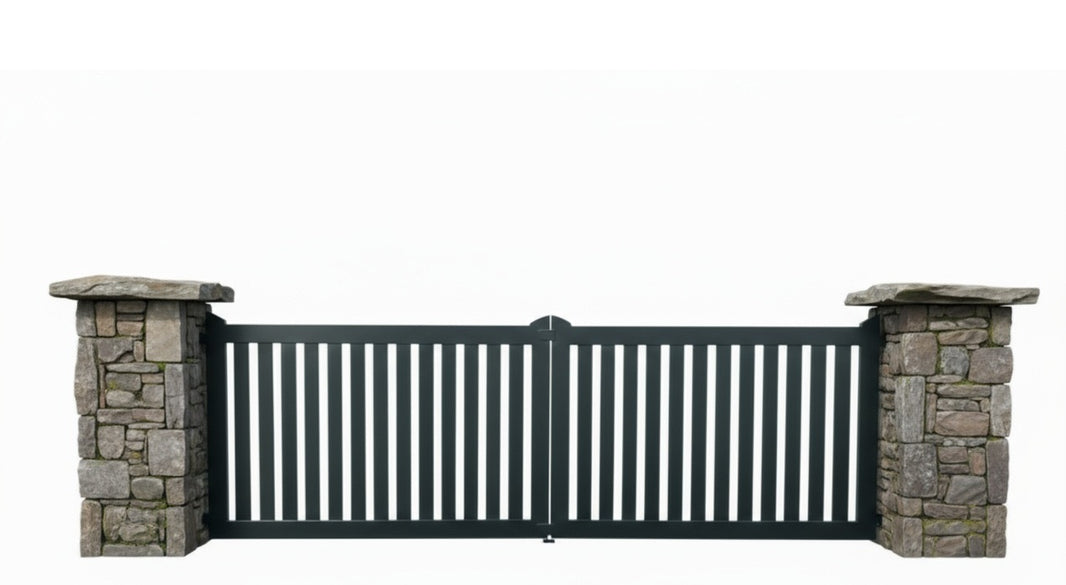 Stone bar Modern – Vertical Bar Steel Gate  Model # DWG102
