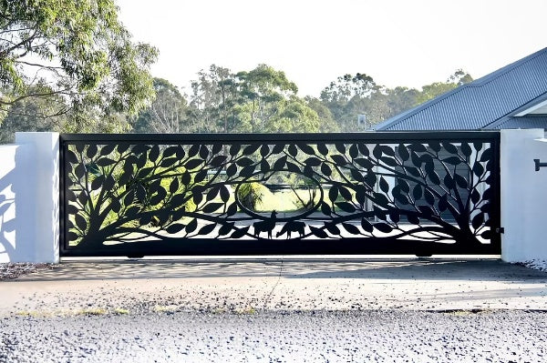 Harmony Grove – Plasma-Cut Steel Driveway Gate Model # DWG114
