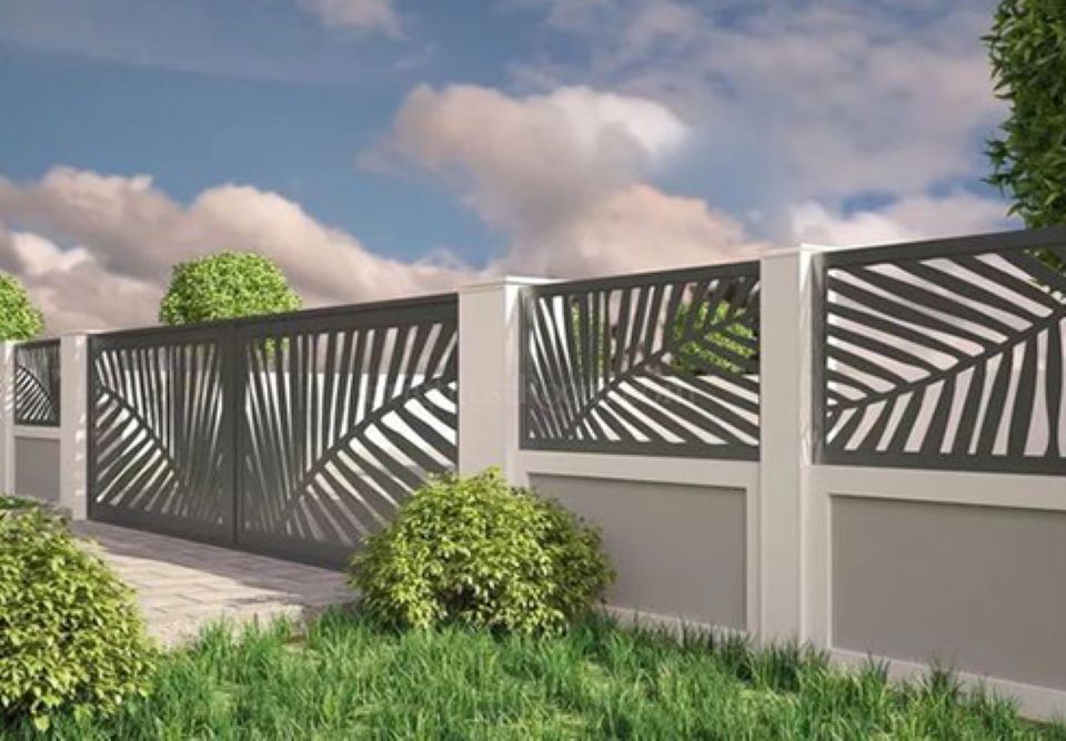 Laser Cut Leaf Pattern Design Entry Gate | Huge Custom Fabrication Driveway Gate |Made in Canada– Model # DWG 119
