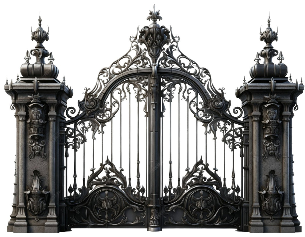 Regal Scrollwork Wrought Iron Driveway Gate Hand-Forged Custom Estate Entry – Canadian Craftsmanship Model # DWG121