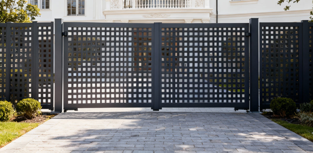 Gridform Axis – Modern Metal Gate with Square Lattice Design Model # DWG137