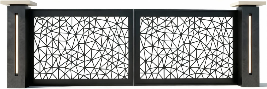 Fracture Grid – Abstract Triangular Pattern Steel Driveway Gate Model # DWG157