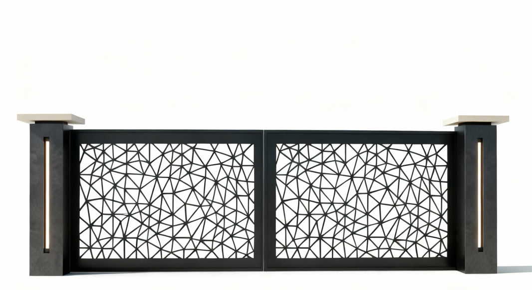 Fracture Grid – Abstract Triangular Pattern Steel Driveway Gate Model # DWG157